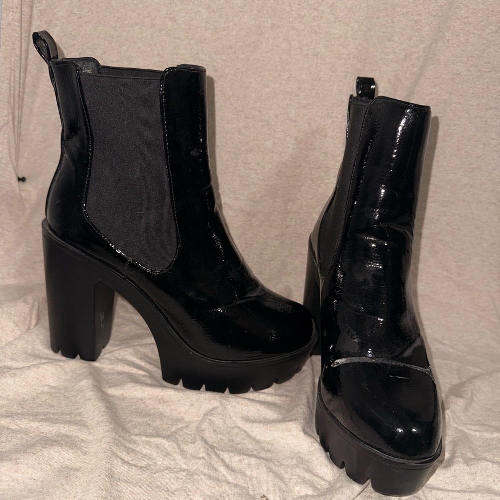 Black Chunky Heel Ankle Boots